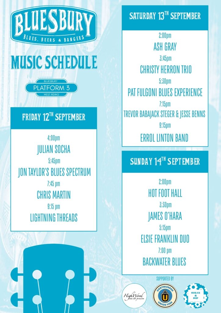 Bluesbury 2025 schedule of music